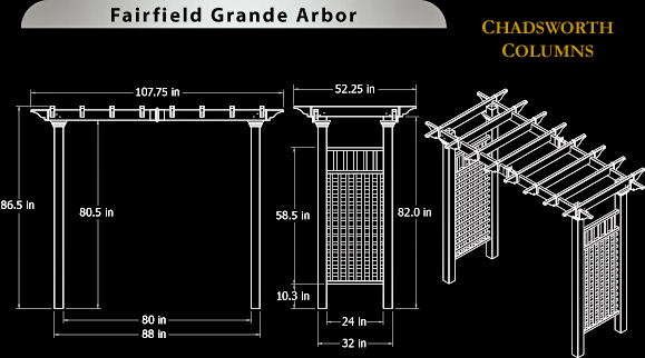 Fairfield Grande Vinyl Arbor Specifications