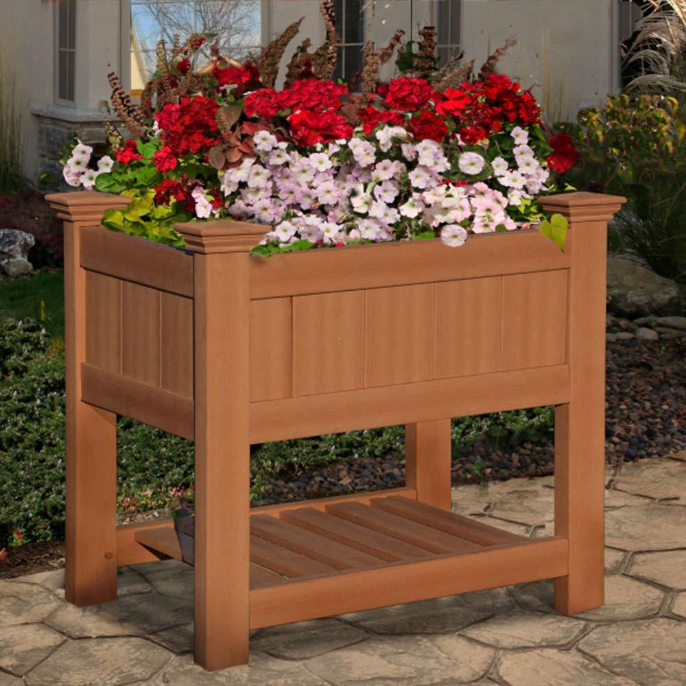 Raised Cedar Color Planter Box Design Vinyl Material Chadsworth Columns