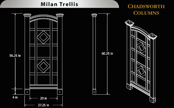 Milan Vinyl Trellis Design Specifications