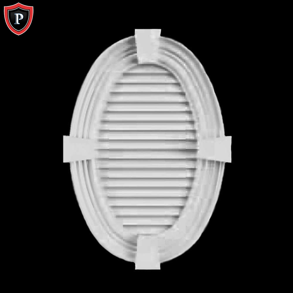 Oval With Keystones Gable Vent, Decorative Louvered Gable, Urethane