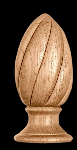 Wood Carved Architectural Twist Finial - shop.columns.com - 1-800-486-2118
