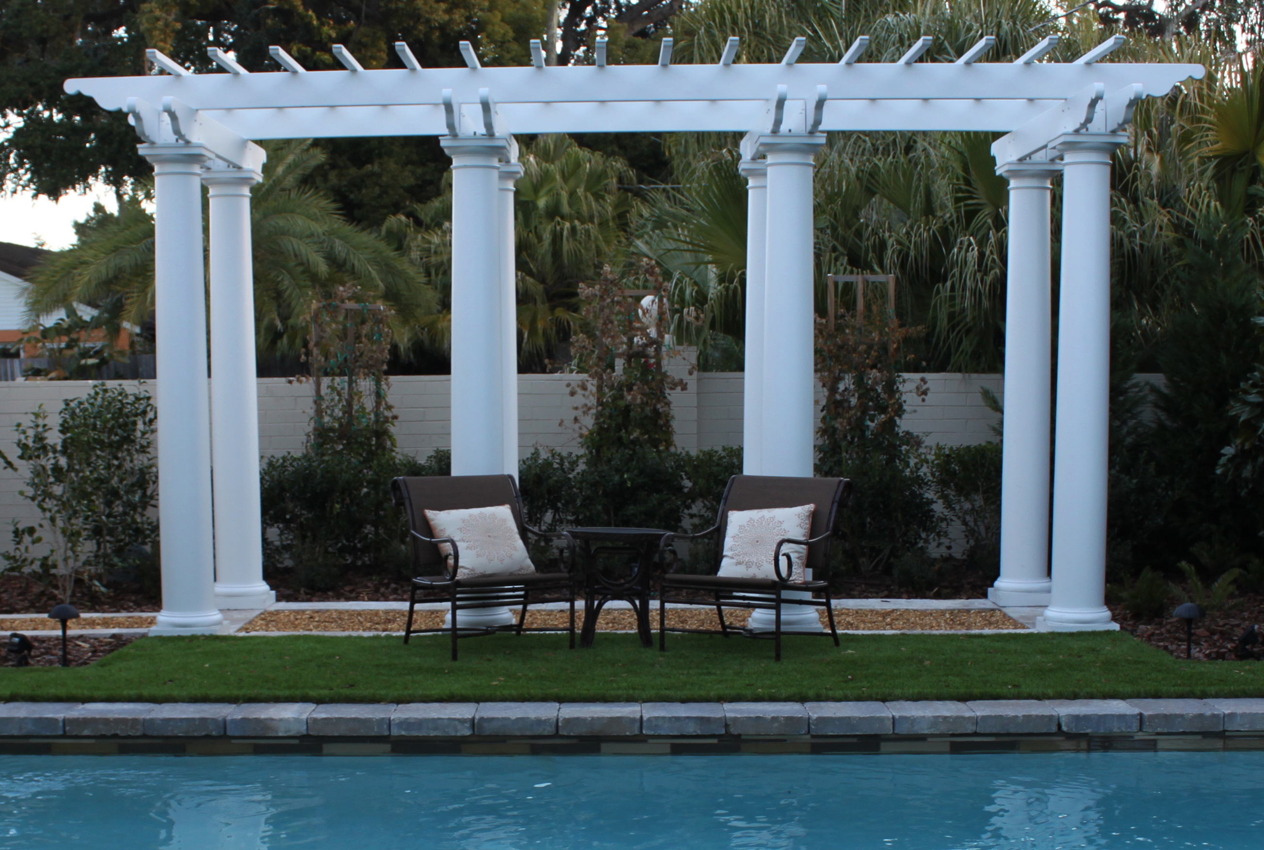 PolyStone® Custom Pergola - Pool Area Pergola - Chadsworth Columns