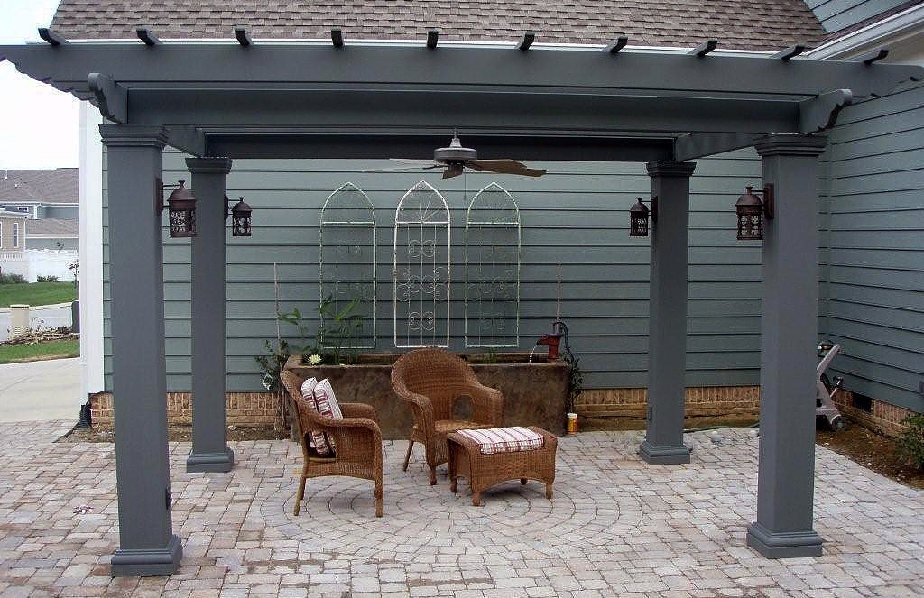 Square Fiberglass Outdoor Pergola Kit Column Centers 12' x 12