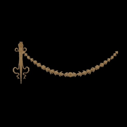 Festoon / Swag Accent - Empire Swag With Torch Design - Composition Material - (W): 37" x (H): 17" x 1/2" (Relief) - Design #SW-7157-6 | Chadsworth Columns