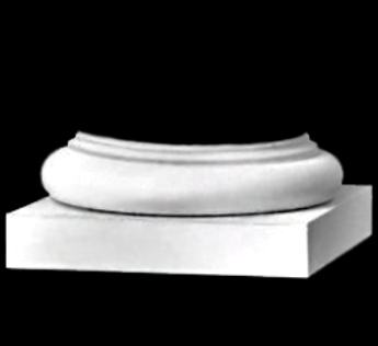 Tuscan Cast Marble Base Molding and Plinth for a round, tapered (plain or fluted) column shaft.  Typically used with PolyStone® columns.  Chadsworth Columns: shop.columns.com