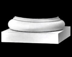 Tuscan Cast Marble Base Molding and Plinth for a round, tapered (plain or fluted) column shaft.  Typically used with PolyStone® columns.  Chadsworth Columns: shop.columns.com