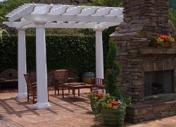 Fiberglass Round Columns Outdoor Pergola Kit - Column Centers: 10' x 10' - Chadsworth Columns: shop.columns.com  1.800.265.8667