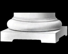 Tuscan Polyurethane Base Molding and Plinth for a round, tapered (plain or fluted) exterior wood column shaft.  Typically used with - Chadsworth Columns: shop.columns.com