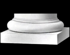 Tuscan Polyurethane Base Molding and Plinth for a round, tapered (plain or fluted) column shaft.  Typically used with PolyStone® columns.  Chadsworth Columns: shop.columns.com