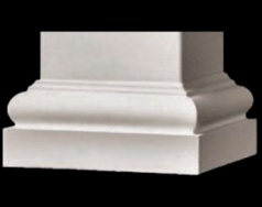 Tuscan Polyurethane Base Molding and Plinth for a square, non-tapered (plain or fluted) column shaft.  Typically used with PolyStone® columns.  Chadsworth Columns: shop.columns.com